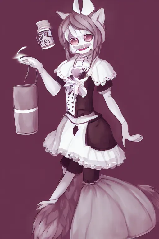 Prompt: anthropomorphic wolf fursona wearing a maid outfit, backlighting, furry art, trending on artstation, digital art, trending on furaffinity