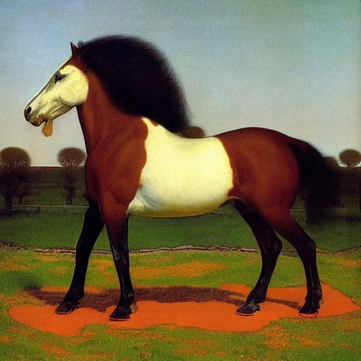 Image similar to offerings for the horse goddess by george stubbs by frederic remington by magritte