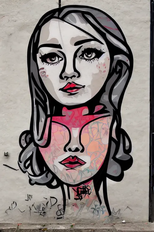 Image similar to a stylized portrait in the style of graffiti street art