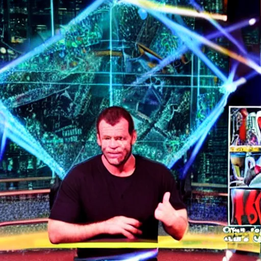 Prompt: chris benoit hosting bkues clues, high resolution