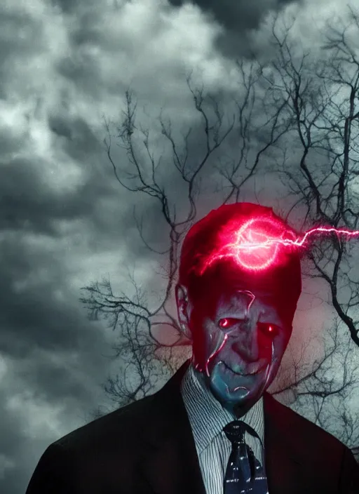 Prompt: hyper realistic ultra realistic chaos magic photo furious red glowing eyes biden, high quality photo, detailed , 8k