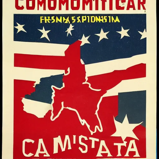 Image similar to Communist States of America, alternate history, 1955 propaganda art, USSA, Communist America art, 1950s