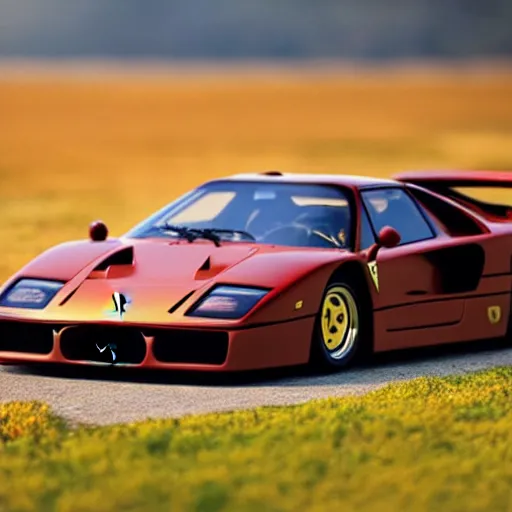 Image similar to ferrari f 4 0, photo of the year, golden hour, highly detailed