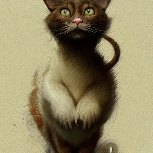 Image similar to hybrid of mouse and cat, half cat - half mouse, digital art, highly detailed, art by george stubbs, jakub rozalski, anton fadeev, james gurney