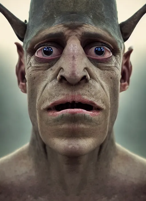 Prompt: closeup portrait of medieval goblin, depth of field, zeiss lens, detailed, symmetrical, centered, fashion photoshoot, by Annie Leibovitz and Steve McCurry, David Lazar, Jimmy Nelsson, Breathtaking, 8k resolution, extremely detailed, beautiful, establishing shot, artistic, hyperrealistic, beautiful face, octane render