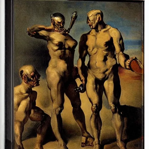 Prompt: cyborgs by theodore gericault