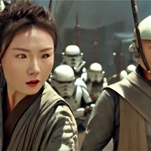 Image similar to screenshot from a chinese star wars movie