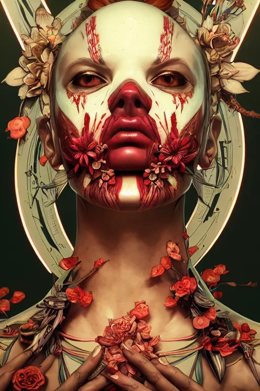 Image similar to symmetry!! portrait of floral! borderlands 3 psycho, intricate, elegant, highly detailed, digital painting, artstation, concept art, smooth, sharp focus, illustration, art by artgerm and greg rutkowski and alphonse mucha, 8 k