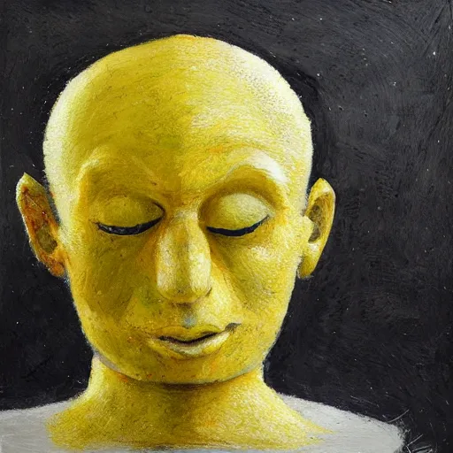 Image similar to human with lemon head