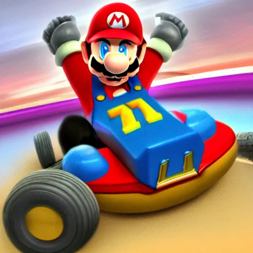 Prompt: Thor as a Mario Kart character,