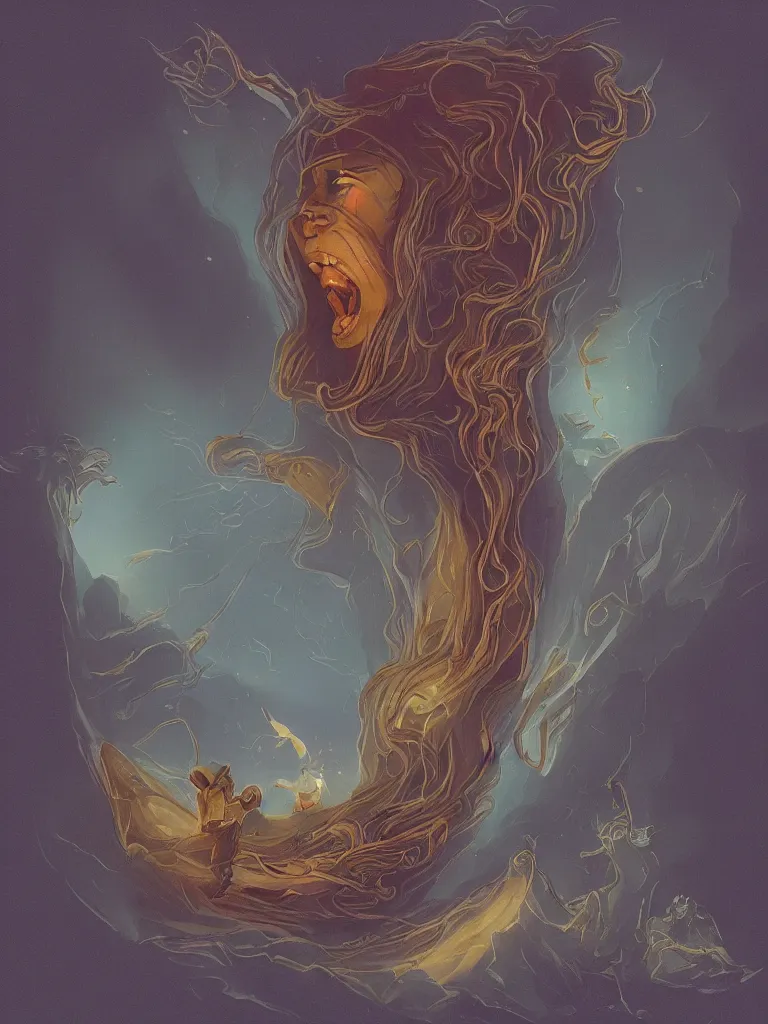 Image similar to screaming into the void by Disney Concept Artists, blunt borders, golden ratio