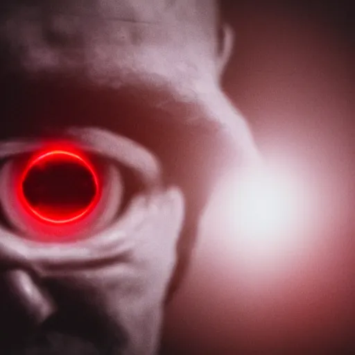 Image similar to a man with red glowing eyes