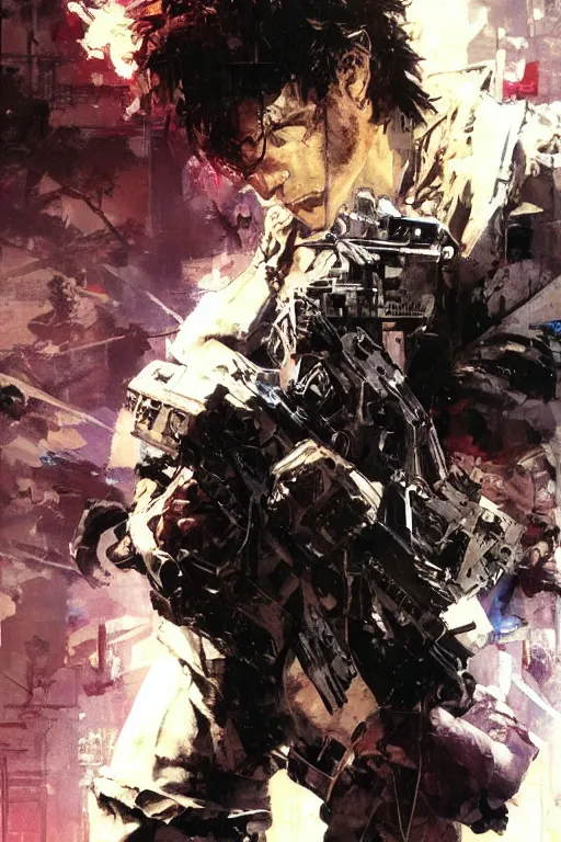 Image similar to synthwave, attractive male, painting by edwin longsden long, yoji shinkawa, craig mullins