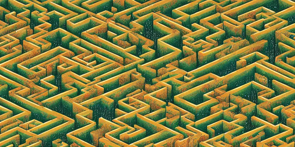 Image similar to the grand landscape of the endless maze, art by kotaro chiba