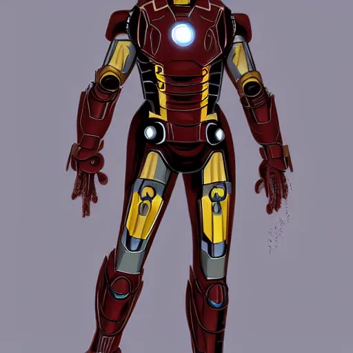 Image similar to steampunk iron man, concept art