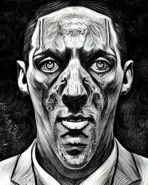 Image similar to h. p. lovecraft, pencil drawing, line art, black and white, fantasy art, monster art, illustration, fantasy, intricate, hyper detailed, artstation, concept art, smooth, sharp focus, ray tracing