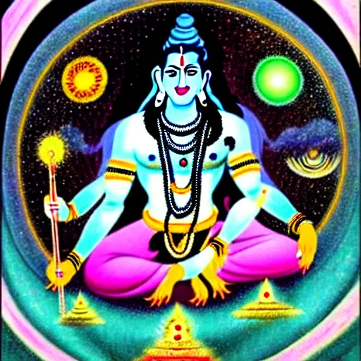 Prompt: lord shiva creating the multiverse