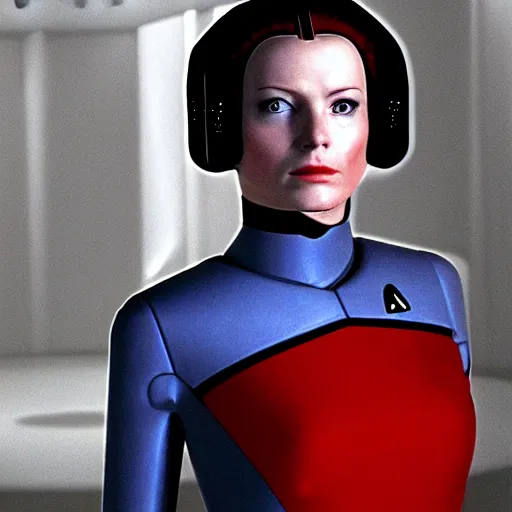 Prompt: portrait of female android, from a star trek movie