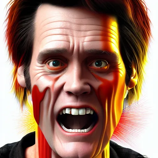 Image similar to jim carrey is fused into a slim jim, hyperdetailed, artstation, cgsociety, 8 k