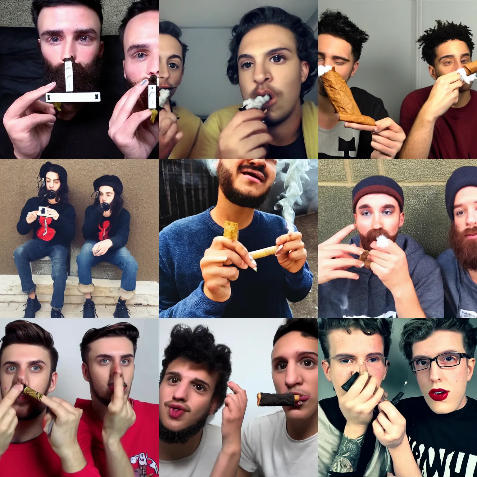 Prompt: youtuber twin perfect smoking a blunt