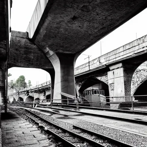 Image similar to poor people life under railway bridge, award winning, realistic, hyper realistic details, by steve mccury, best on adobe stock, 3 5 mm lens