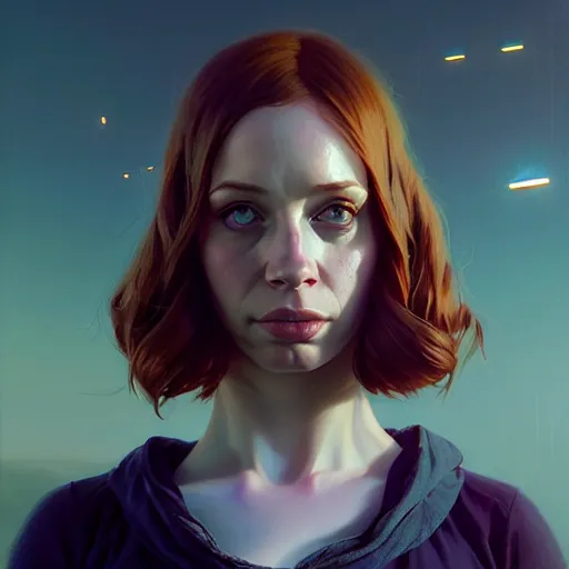 Image similar to highly detailed upper body portrait christina hendricks in gta v, stephen bliss, unreal engine, fantasy art by greg rutkowski, loish, rhads, ferdinand knab, makoto shinkai and lois van baarle, ilya kuvshinov, rossdraws, tom bagshaw, global illumination, radiant light, detailed and intricate environment