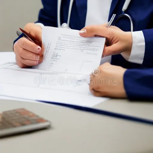 Image similar to Doctor filling a release form. stock photography