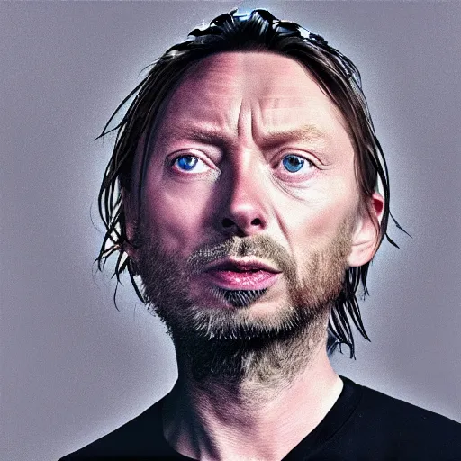 Prompt: thom yorke face made off carbonara, more details, more spaghetti,