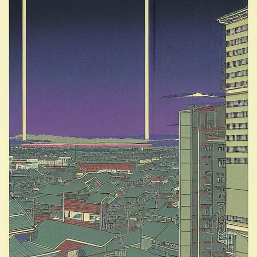 Image similar to the cyberpunk cty,PPT,Kawase Hasui