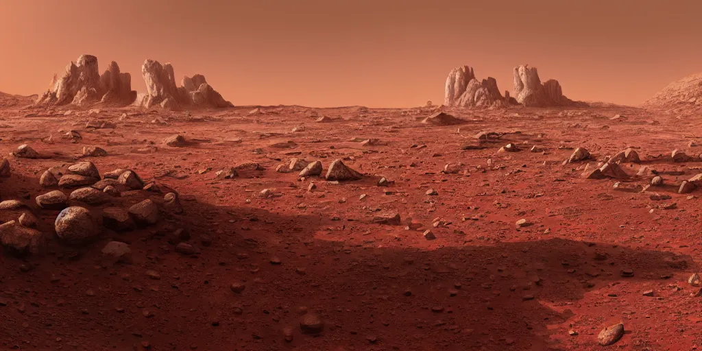 Prompt: illustration of a habitat on Mars, the planet is dusty and rocky with a red tint, digital painting, extremely detailed science fiction art. high resolution image