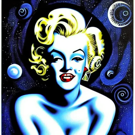 Image similar to a beautiful painting of a robot that looks like marilyn monroe by aaron horkey