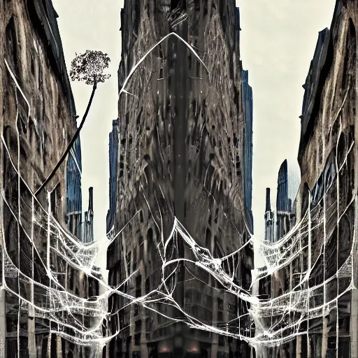 Image similar to cobweb in the city, creative photo manipulation, photoshop, digital art