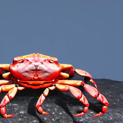 Prompt: a crab with the face of jordan peterson, photorealistic, unreal engine, beautiful lighting