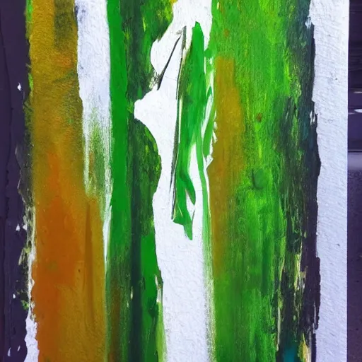 Image similar to dripping different shades of green paint across the abstract figure , heroic pose ,realistic , high detail, on a white background