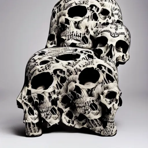 Image similar to a chair made from skulls