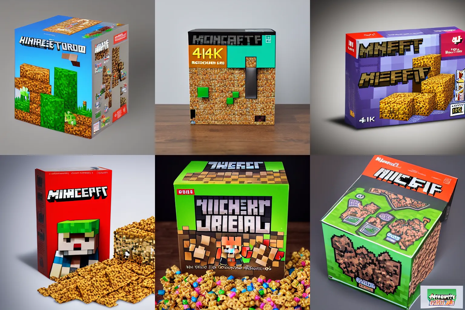 Prompt: minecraft cereal box, dslr photo, 4k, studio lighting