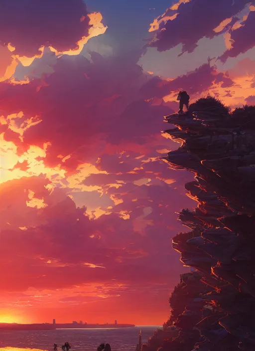 Image similar to detailed depiction of a seattle sunset, art by greg rutkowski, loish, rhads, ferdinand knab, makoto shinkai and lois van baarle, ilya kuvshinov, rossdraws, tom bagshaw, global illumination, radiant light, detailed and intricate environment