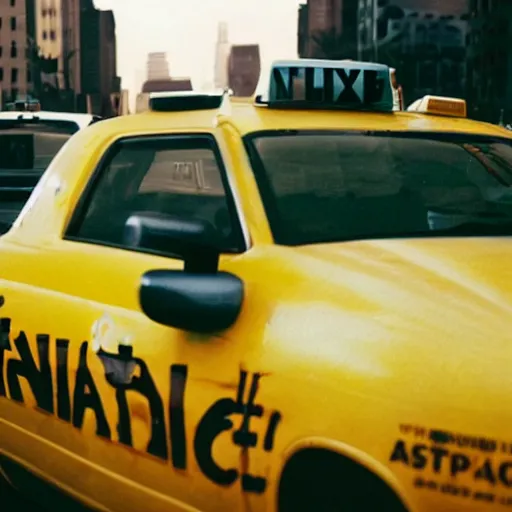 Prompt: movie still of a lone banana on the front seat of a taxi cab, cinematic Eastman 5384 film