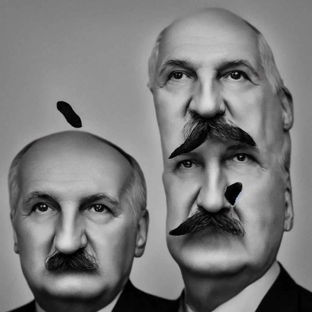 Image similar to single portrait of alexander lukashenko, mustache swapped with one potato, very detailed, 4 k, professional photography