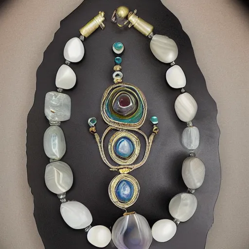 Image similar to A beautiful composition made with shiva-eye, quartz and nacre