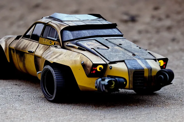 Prompt: dieselpunk mad max alpine a 1 1 0 with guns installed, painted by masamune shirow