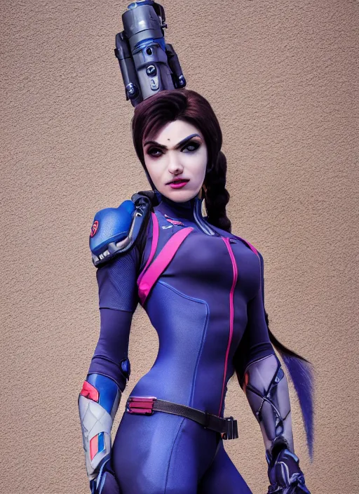 Image similar to portrait of widowmaker from overwatch as a real person, by francis giancobetti, natural light, detailed face, canon eos c 3 0 0, ƒ 1. 8, 3 5 mm, 8 k, medium - format print, full body shot