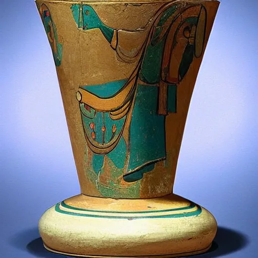 Prompt: ancient painted greek urn depicting the vocaloid miku