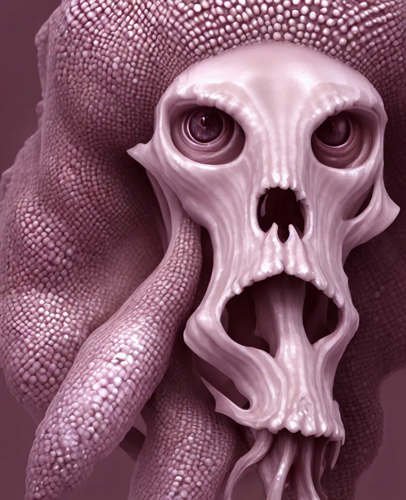 Image similar to goddess princess face close-up portrait ram skull. hard surface modelling zbrush. jellyfish phoenix head, nautilus, orchid, skull, betta fish, bioluminiscent creatures, intricate artwork by Tooth Wu and wlop and beeple. octane render, trending on artstation, greg rutkowski very coherent symmetrical artwork. cinematic, hyper realism, high detail, octane render, 8k