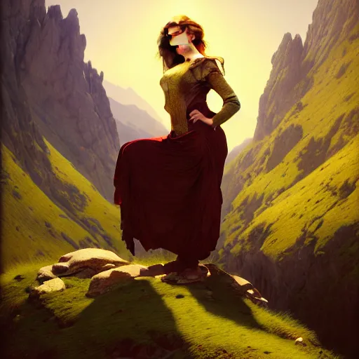 Image similar to of Willow team in Armenia hiking at a weekend and posing with mountains on the background, dark fantasy, medium shot, intricate, ornate, elegant, highly detailed, digital painting, volumetric light, artstation, concept art, smooth, sharp focus, illustration, art by Gil elvgren and charlie bowater and greg rutkowski and alphonse mucha