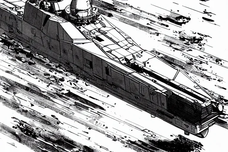 Prompt: space exploring battleship , beautiful line art, ink illustration, sketch, pure b&w