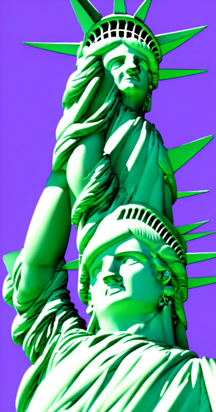 Image similar to the statue of liberty laughing like a madman, digital art