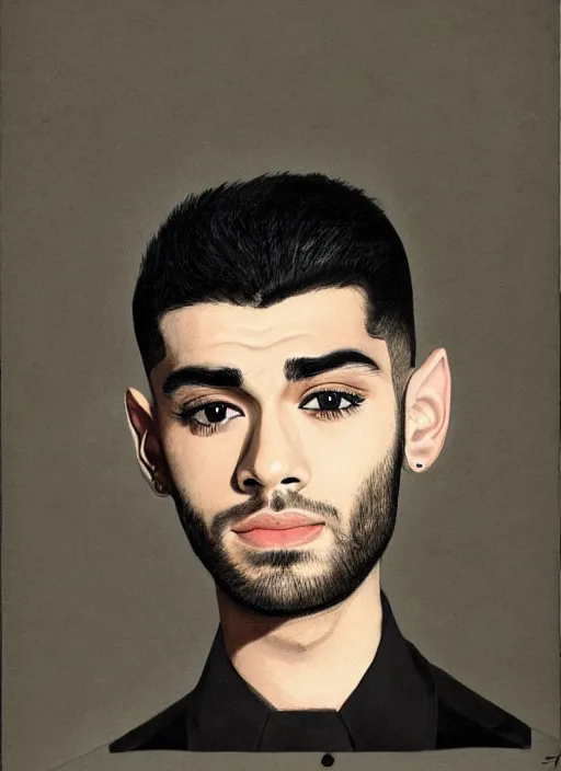 Image similar to portrait of zayn malik as an elf by charles angrand, only one head single portrait, pointy ears, wearing a black leather collared jacket