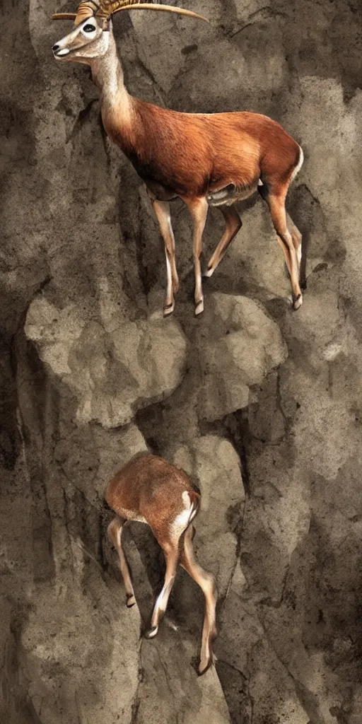 Image similar to ibex in a castle, digital painting