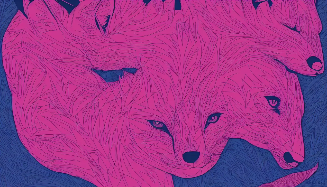 Image similar to pink fox by Kilian Eng, minimalist, detailed